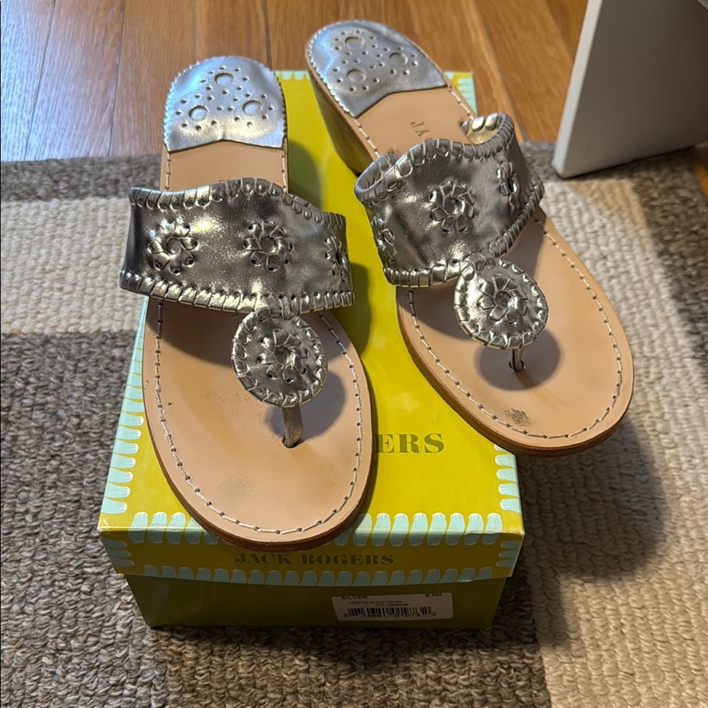 Jack Rogers Silver Sandals wedge 8.5